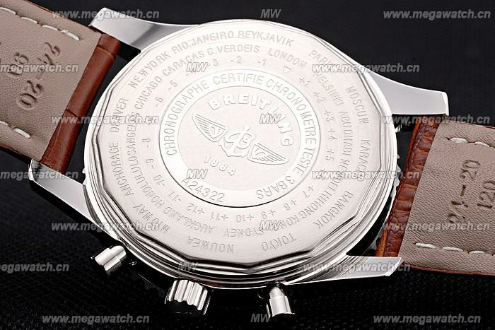 Breitling Navitimer World White Dial Brown Leather Bracelet Replica