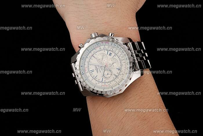 Silver Stainless Steel Band Kinetic Watch 4155 Fake Breitling